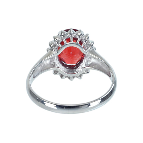【中古】PT900 GARNETロードライトガーネットリング G2.41ct D0.11ct CGLソーティング付き 4.2g #12.5