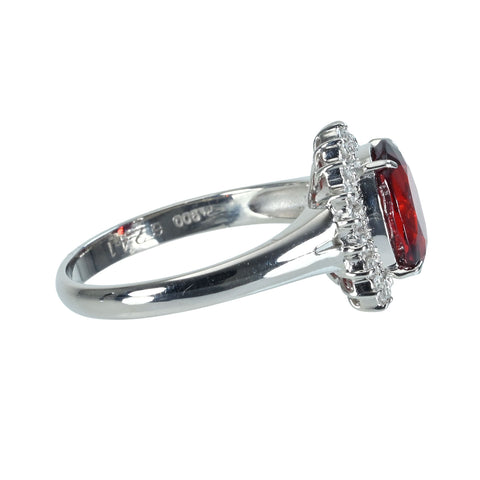 【中古】PT900 GARNETロードライトガーネットリング G2.41ct D0.11ct CGLソーティング付き 4.2g #12.5