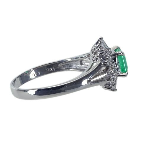 【中古】PT900 EMERALD  エメラルドリング E0.67ct D0.21ct ソーティング 5.0g #14