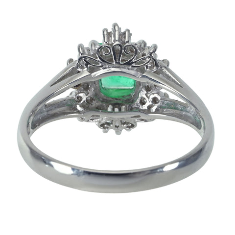 【中古】PT900 EMERALD  エメラルドリング E0.67ct D0.21ct ソーティング 5.0g #14