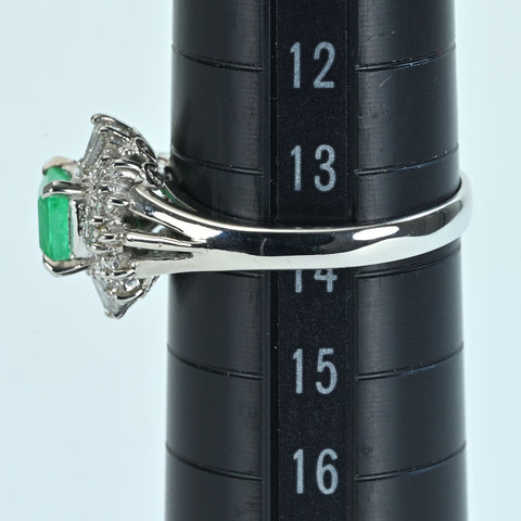 【中古】PT900 EMERALD  エメラルドリング E0.67ct D0.21ct ソーティング 5.0g #14