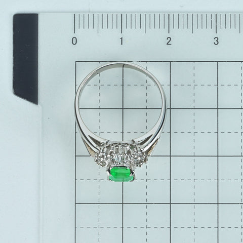【中古】PT900 EMERALD  エメラルドリング E0.67ct D0.21ct ソーティング 5.0g #14