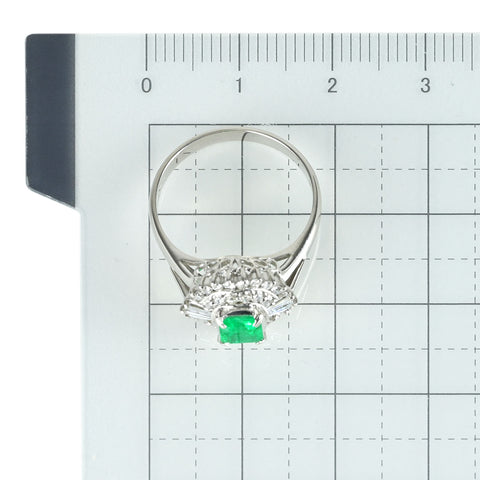 【中古】PT900 EMERALD エメラルド リング E0.48ct D0.39ct 4.9g #12