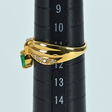 【中古】K18/PT900 EMERALD RING エメラルドリング E0.32ct D0.12ct ソーティング付き 4.8g #11