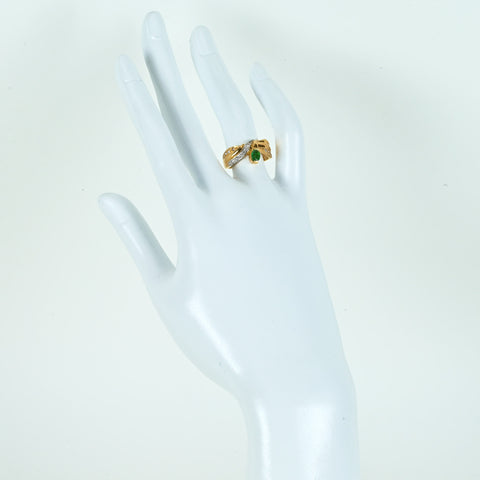 【中古】K18/PT900 EMERALD RING エメラルドリング E0.32ct D0.12ct ソーティング付き 4.8g #11