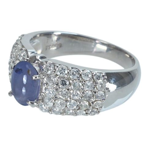 【中古】PT900 STAR SAPPHIRE RING スターサファイアリング SS1.11ct D1.02ct 8.5g #11.5