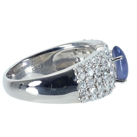 【中古】PT900 STAR SAPPHIRE RING スターサファイアリング SS1.11ct D1.02ct 8.5g #11.5