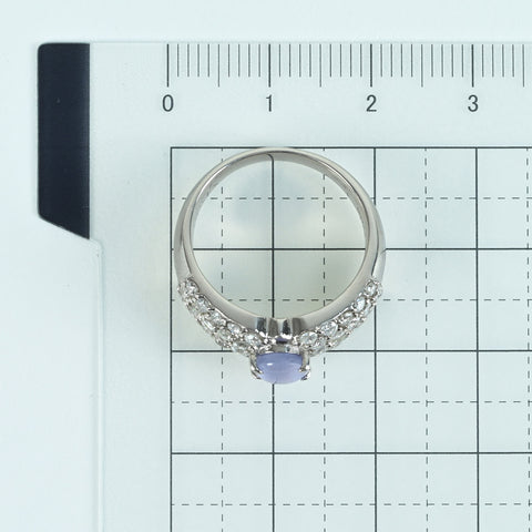 【中古】PT900 STAR SAPPHIRE RING スターサファイアリング SS1.11ct D1.02ct 8.5g #11.5