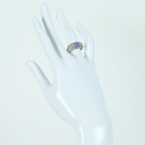 【中古】PT900 STAR SAPPHIRE RING スターサファイアリング SS1.11ct D1.02ct 8.5g #11.5