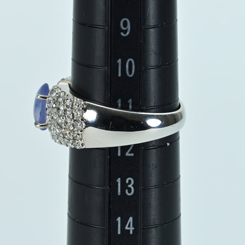 【中古】PT900 STAR SAPPHIRE RING スターサファイアリング SS1.11ct D1.02ct 8.5g #11.5