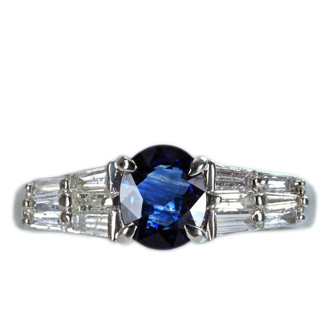 【中古】PT900 SAPPHIRE RING サファイアリング S1.01ct D0.40ct 3.5g #11
