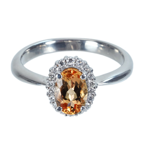 【中古】PT900 TOPAZ インペリアルトパーズリング T1.57ct D0.19ct CGLソーティング 6.8g #17