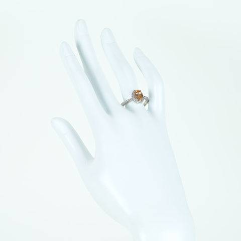 【中古】PT900 TOPAZ インペリアルトパーズリング T1.57ct D0.19ct CGLソーティング 6.8g #17