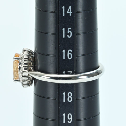 【中古】PT900 TOPAZ インペリアルトパーズリング T1.57ct D0.19ct CGLソーティング 6.8g #17