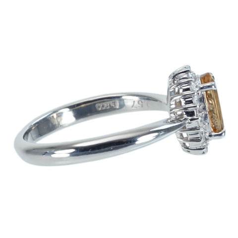 【中古】PT900 TOPAZ インペリアルトパーズリング T1.57ct D0.19ct CGLソーティング 6.8g #17