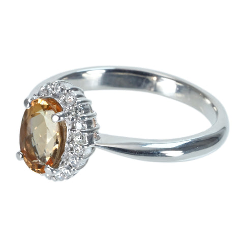 【中古】PT900 TOPAZ インペリアルトパーズリング T1.57ct D0.19ct CGLソーティング 6.8g #17