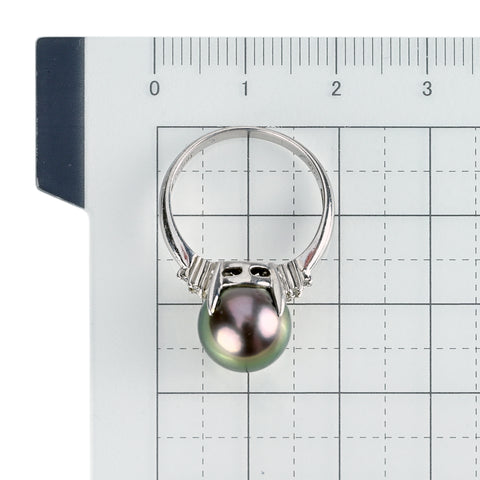 【中古】PT900 tahiti Pearl タヒチパールリング 10.2mm D0.04ct 5.4g #11.5
