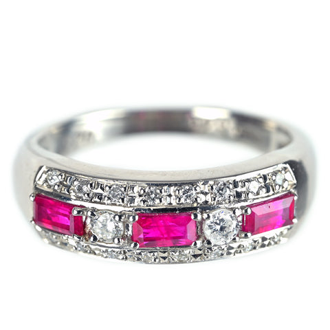【中古】PT900 RUBY ルビーリング R0.46ct D0.20ct 5.4g #11.5