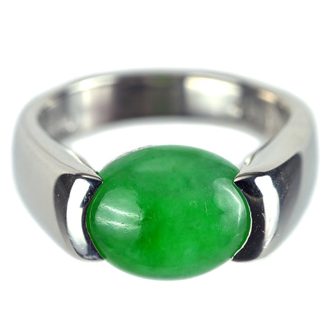 【中古】 PT900 JADEITE ヒスイリング J4.04ct D0.06ct GRJソーティング付き 11.3g #12