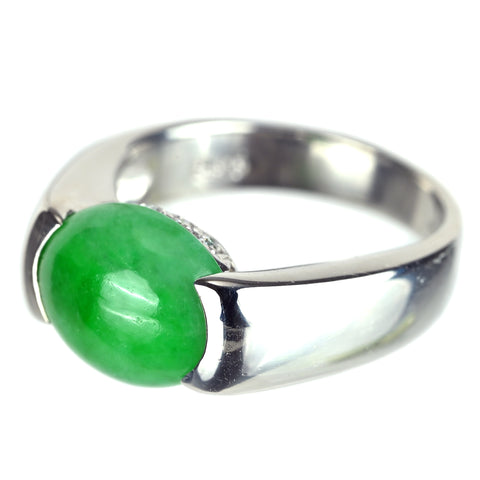 【中古】 PT900 JADEITE ヒスイリング J4.04ct D0.06ct GRJソーティング付き 11.3g #12