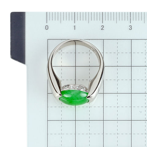 【中古】 PT900 JADEITE ヒスイリング J4.04ct D0.06ct GRJソーティング付き 11.3g #12