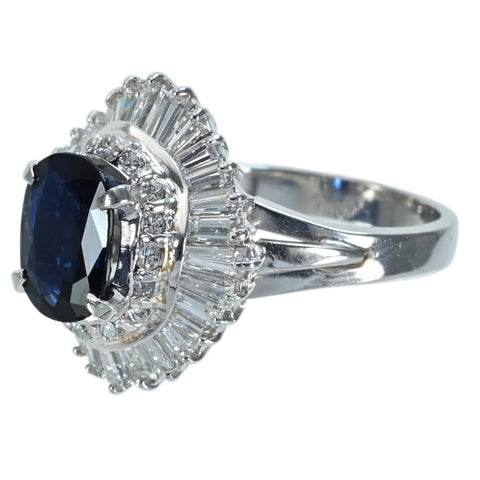 【中古】PT900 SAPPHIRE RING サファイアリング S2.12ct D1.92ct CGLソーティング 11.6g #11.5
