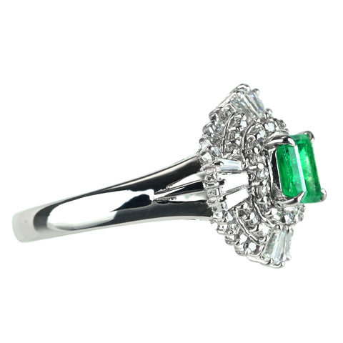 【中古】PT900 EMERALD エメラルド リング E0.58ct D0.57ct 6.8g #15