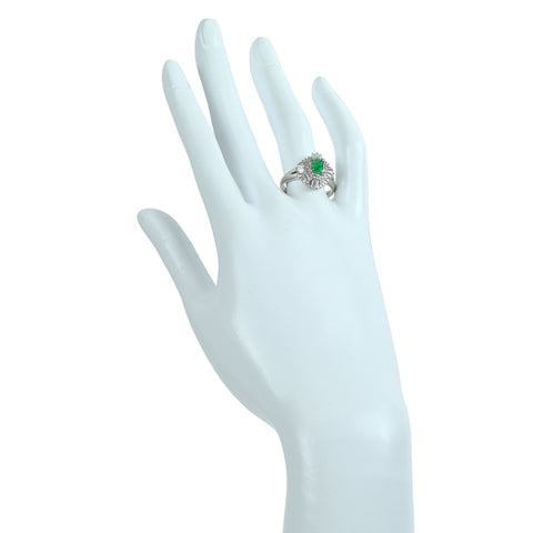 【中古】PT900 EMERALD エメラルド リング E0.58ct D0.57ct 6.8g #15