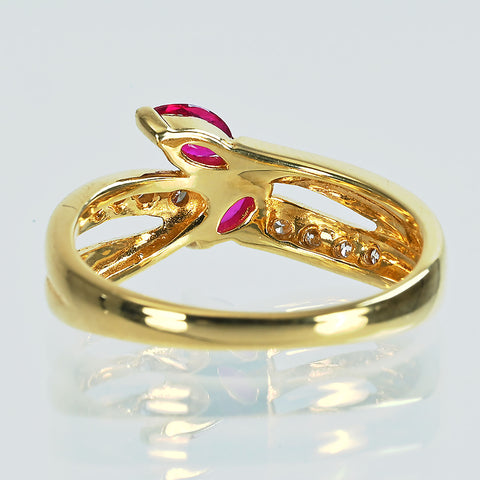 【中古】K18YG RUBYルビーリング R0.44ct D0.11ct 4.4g #11