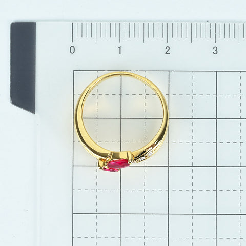 【中古】K18YG RUBYルビーリング R0.44ct D0.11ct 4.4g #11