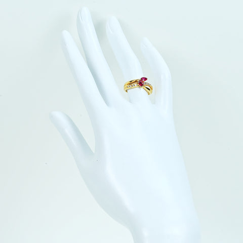 【中古】K18YG RUBYルビーリング R0.44ct D0.11ct 4.4g #11