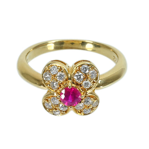 【中古】K18YG RUBYルビーリング R0.22ct D0.25ct GRJソーティング 3.4g #8