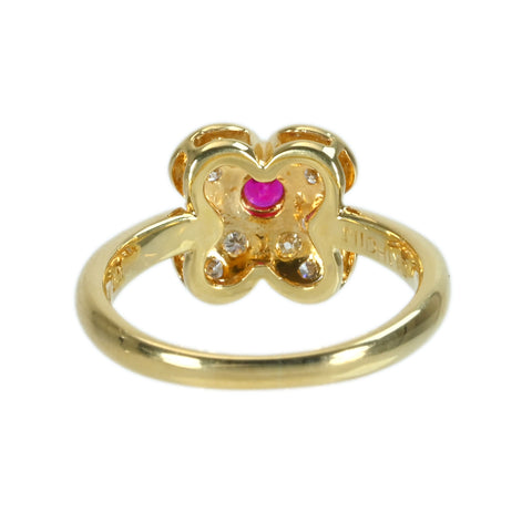 【中古】K18YG RUBYルビーリング R0.22ct D0.25ct GRJソーティング 3.4g #8