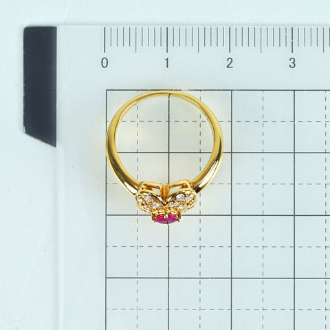 【中古】K18YG RUBYルビーリング R0.22ct D0.25ct GRJソーティング 3.4g #8