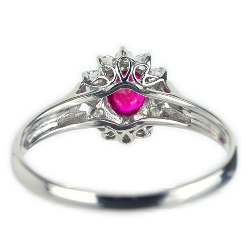 【中古】PT850 RUBY ルビーリング R0.50ct D0.16ct 中央宝石研究所ソーティング 2.6g ＃12