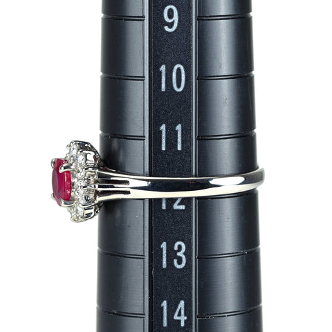 【中古】PT850 RUBY ルビーリング R0.50ct D0.16ct 中央宝石研究所ソーティング 2.6g ＃12