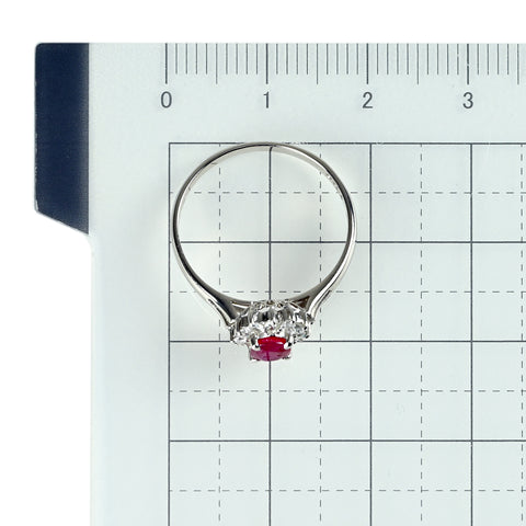 【中古】PT850 RUBY ルビーリング R0.50ct D0.16ct 中央宝石研究所ソーティング 2.6g ＃12
