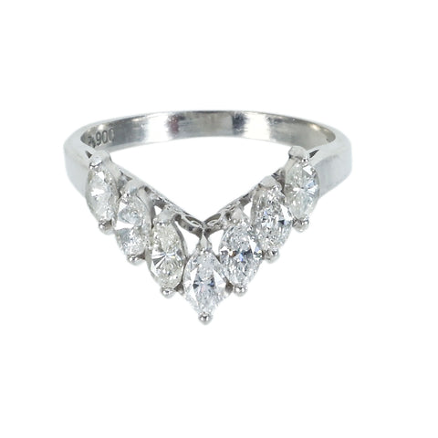 【中古】PT900 DIAMONDダイヤモンドV字リング D0.80ct 4g #11