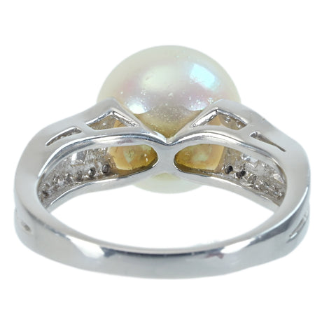 【中古】PT900 SEA PEARL白蝶パールリング 10.8mm D0.18ct 6.9g #13