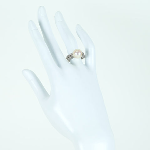 【中古】PT900 SEA PEARL白蝶パールリング 10.8mm D0.18ct 6.9g #13