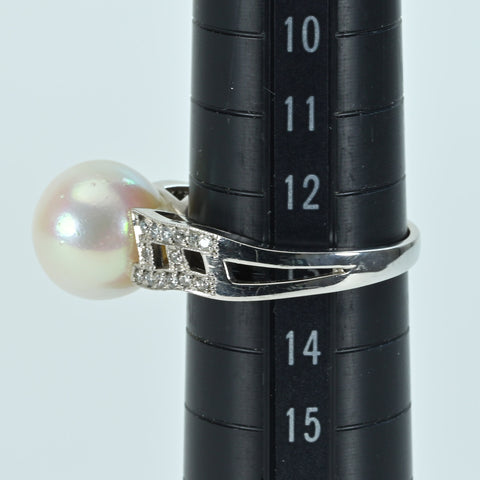 【中古】PT900 SEA PEARL白蝶パールリング 10.8mm D0.18ct 6.9g #13
