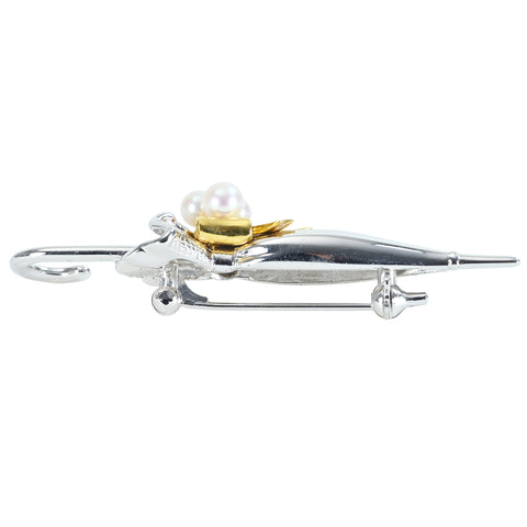 [Pre-owned] MIKIMOTO 18K Yellow Gold Akoya Pearl Brooch, 3.3-4.1mm, 6.8g, One Price