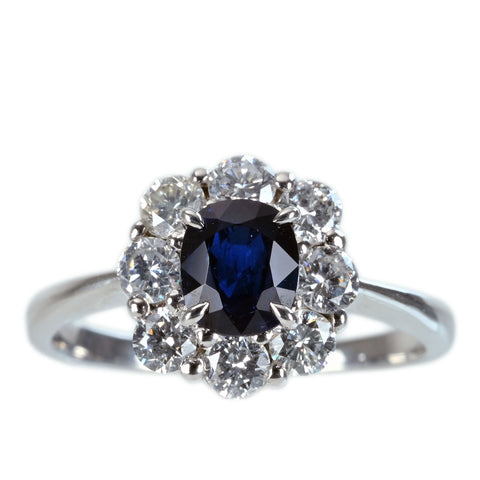【中古】PT950 SAPPHIRE RING ビルマ産非加熱サファイアリング S1.23ct D0.86ct GIA鑑別書 4.4g #13