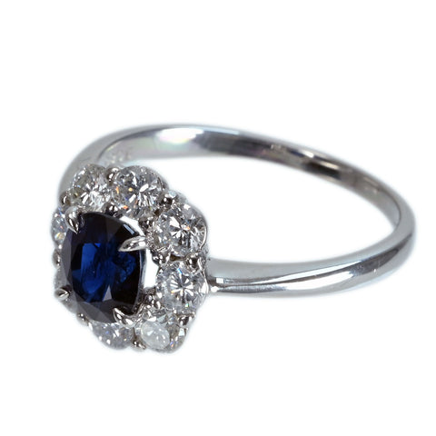 【中古】PT950 SAPPHIRE RING ビルマ産非加熱サファイアリング S1.23ct D0.86ct GIA鑑別書 4.4g #13