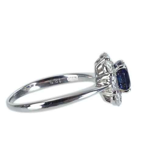 【中古】PT950 SAPPHIRE RING ビルマ産非加熱サファイアリング S1.23ct D0.86ct GIA鑑別書 4.4g #13