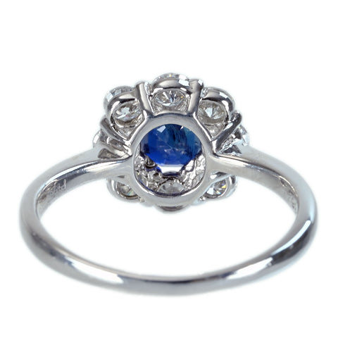 【中古】PT950 SAPPHIRE RING ビルマ産非加熱サファイアリング S1.23ct D0.86ct GIA鑑別書 4.4g #13