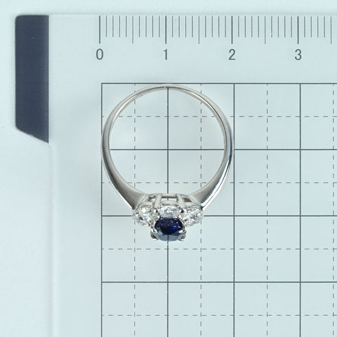 【中古】PT950 SAPPHIRE RING ビルマ産非加熱サファイアリング S1.23ct D0.86ct GIA鑑別書 4.4g #13