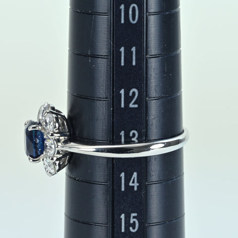 【中古】PT950 SAPPHIRE RING ビルマ産非加熱サファイアリング S1.23ct D0.86ct GIA鑑別書 4.4g #13