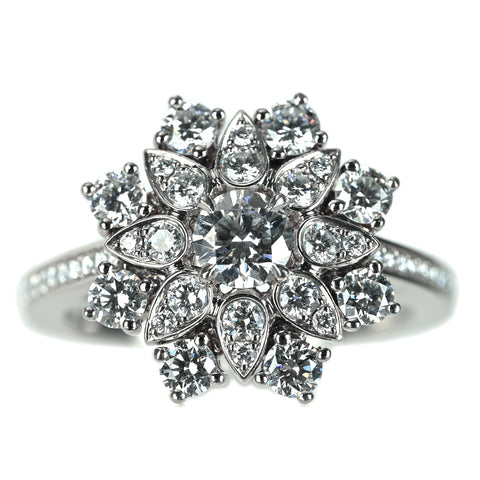 【中古】HARRY WINSTON ハリー・ウィンストン PT950 ロータスクラスターダイヤモンドリング #10.5