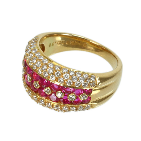 【中古】K18YG RUBYルビーリング R1.43ct D0.75ct 7.4g #11.5